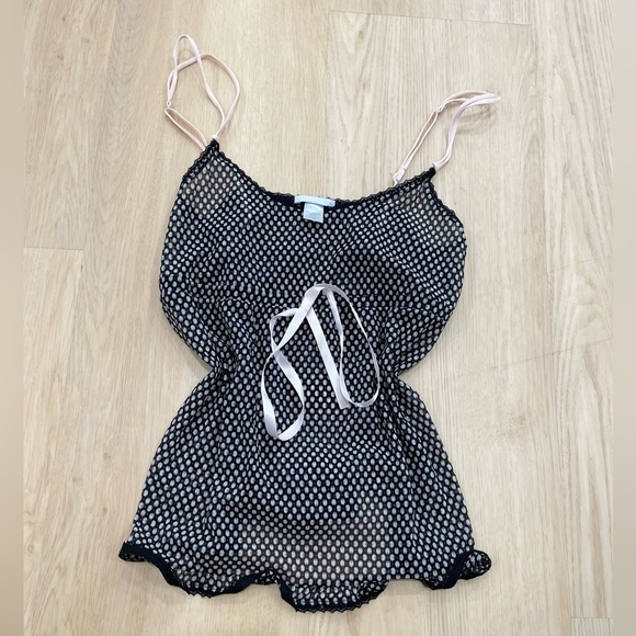 Eberjey black and white sheer polka dot babydoll tank size Medium - Picture 1 of 6